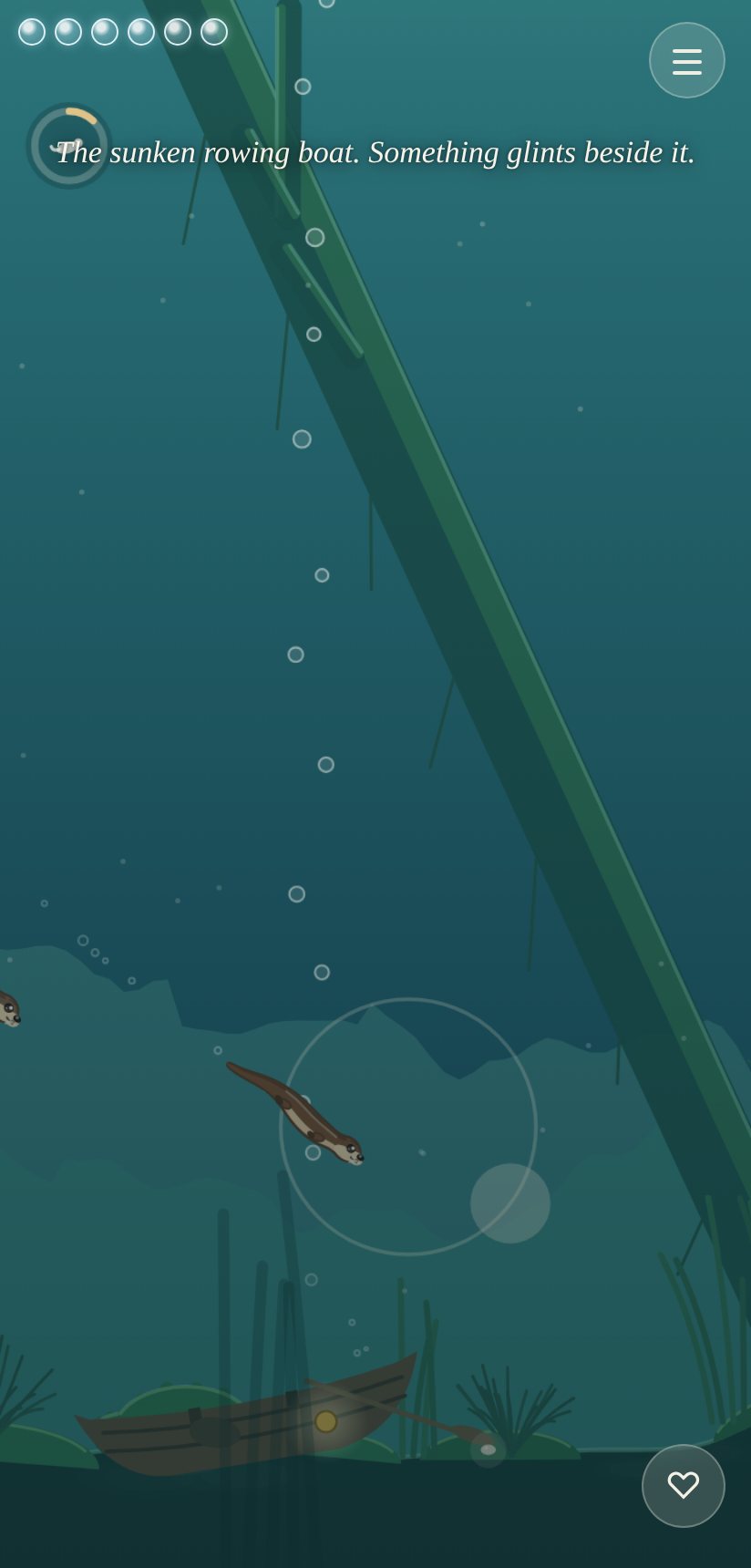 An otter swimming near a sunken rowing boat in River Otter